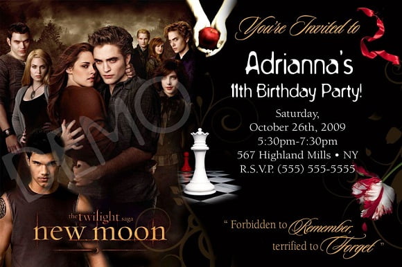 twilight saga birthday party invitations ideas