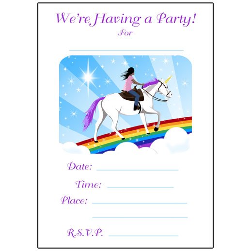 unicorn birthday invitations free printable
