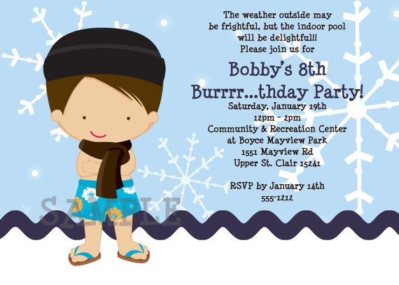 winter birthday invitations wording
