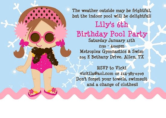 winter pool birthday invitations