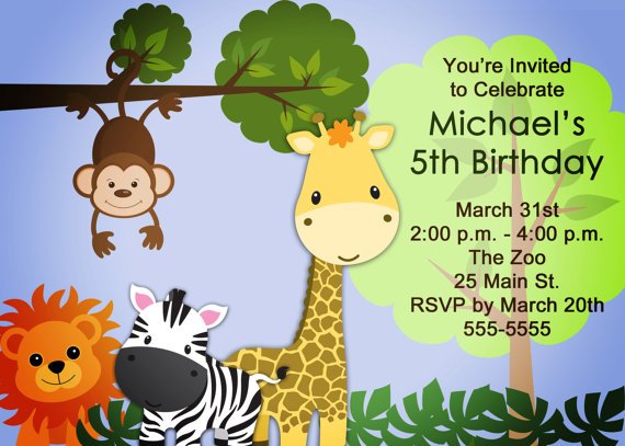zoo 5th birthday invitations