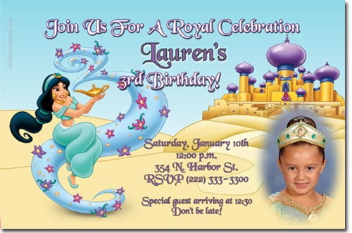 Aladdin Jasmine Birthday Party Invitation Ideas