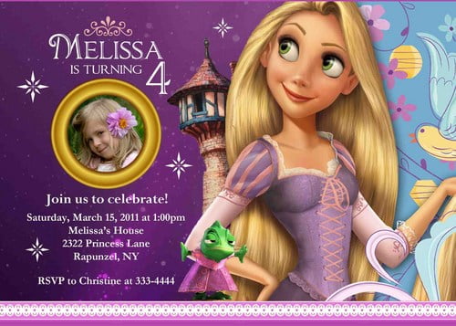 Custom photo Rapunzel Birthday Party Invitation Ideas