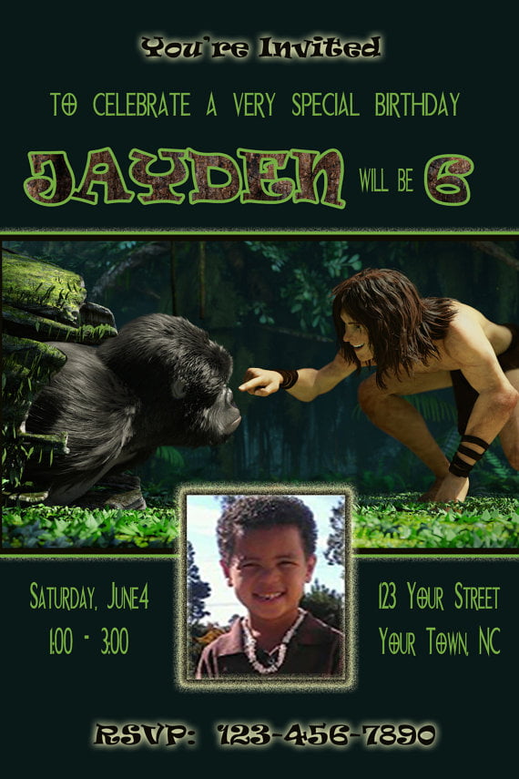 Custom photo Tarzan Birthday Party Invitation Ideas