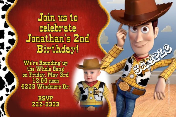 Custom photo Woody Birthday Party Invitation Ideas