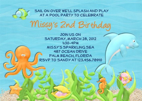 Dolphin Birthday 2nd Party Invitation Ideas