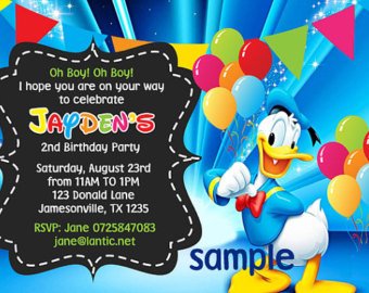 Donald Duck Birthday Party Invitation Ideas sample