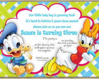 Donald Duck and Daisy Duck  Birthday Party Invitation Ideas