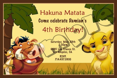 Lion King 4th Birthday party invitation ideas