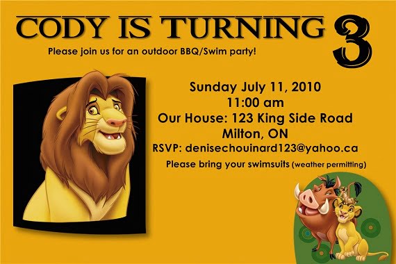 Lion King Birthday party invitation ideas for boys