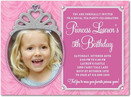 Princess 5th birthday invitation wording ideas