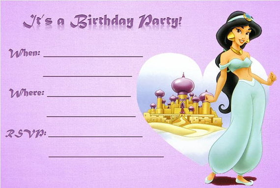 Princess Jasmine Birthday Party Invitation Ideas free printable