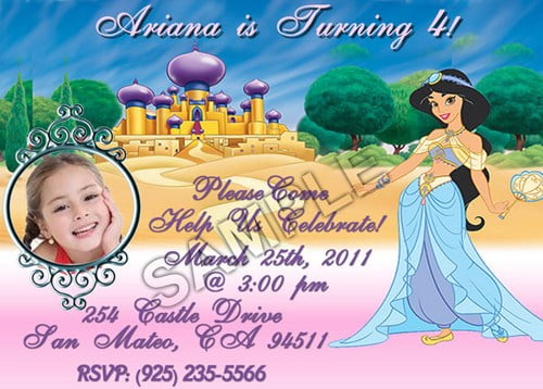Princess Jasmine Birthday Party Invitation Ideas sample