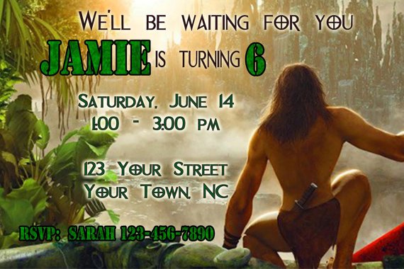 Tarzan Birthday Party Invitation Ideas for boy