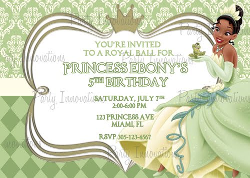 The Princess and the Frog  5th birthday party invitation ideas