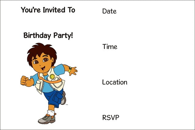 free printable Diego birthday invitations for boys