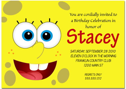 how to write a Spongebob birthday invitation