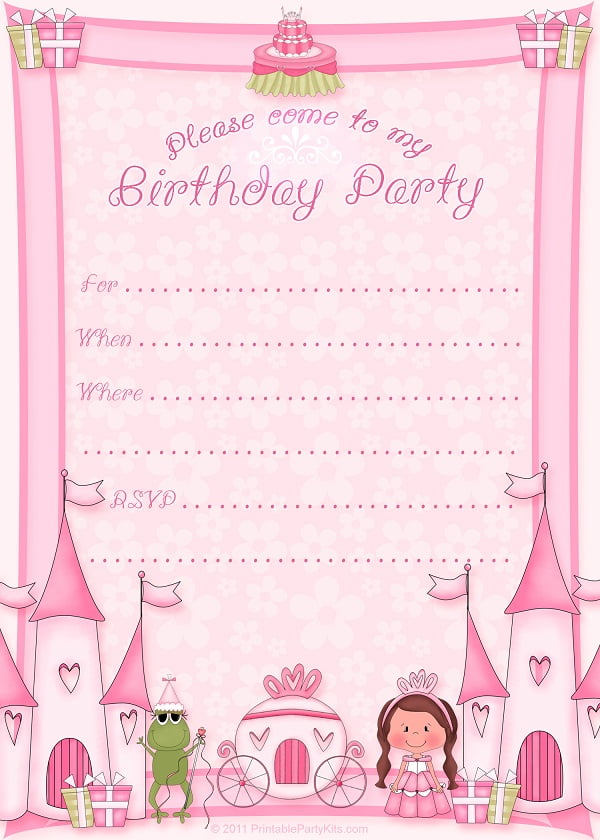 printable princess birthday invitations for girls