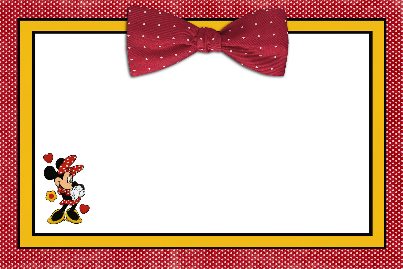 Blank RIbbon Printable Minnie Mouse Birthday Invitations