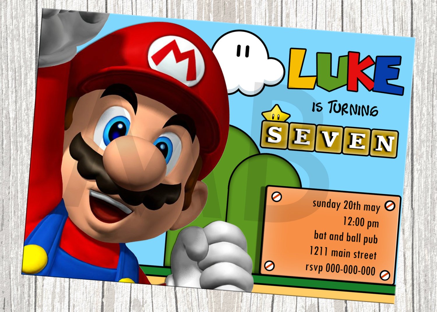 Funny Super Mario Birthday Invitations