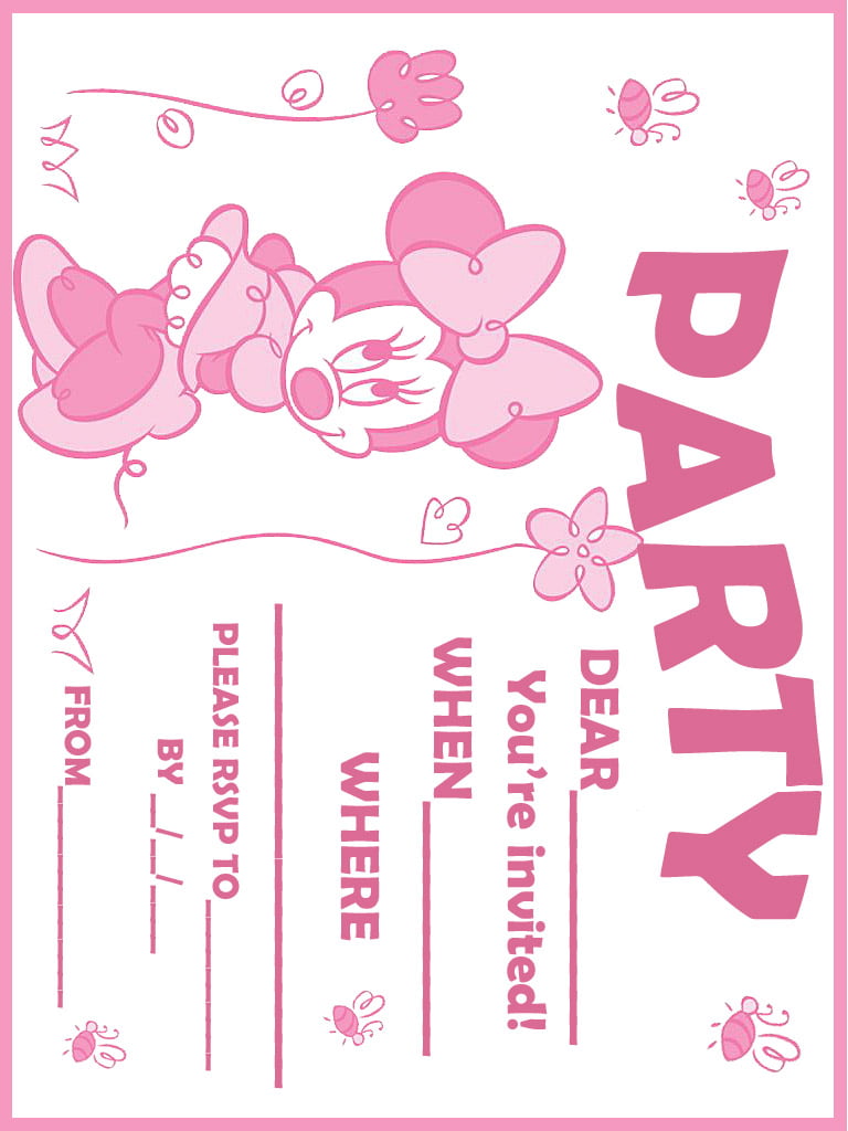 Pink Printable Minnie Mouse Birthday Invitations