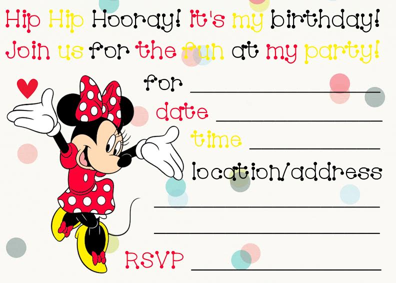 Template Printable Minnie Mouse Birthday Invitations