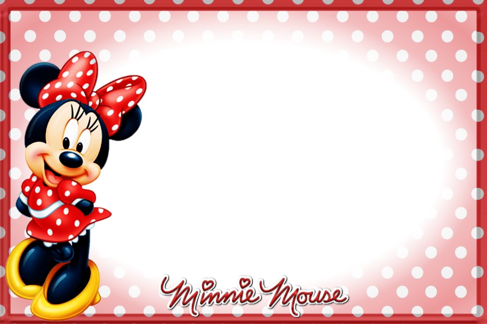 White Polkadot Printable Minnie Mouse Birthday Invitations
