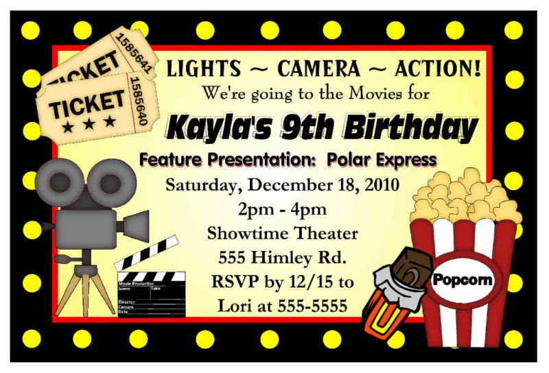 Hollywood Movie Birthday Party Invitations