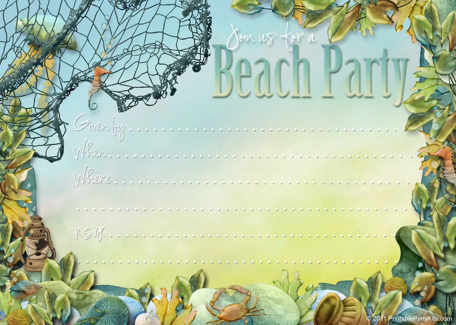 Fisherman Beach Free Printable Birthday Invitation Template