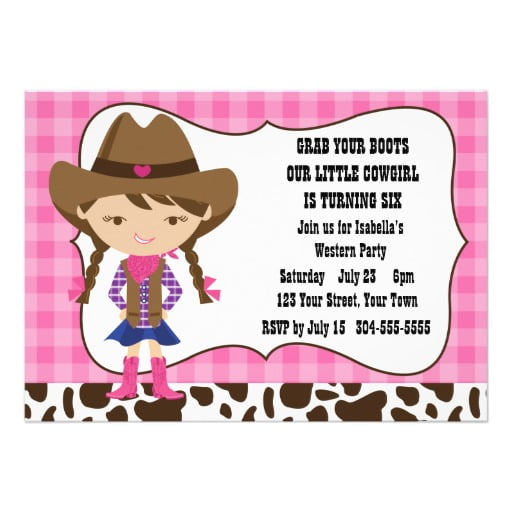 Chibi Cowgirl Birthday Party Invitations