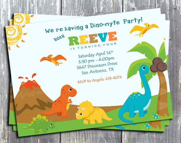 Printable Dinosaur Birthday Party Invitations