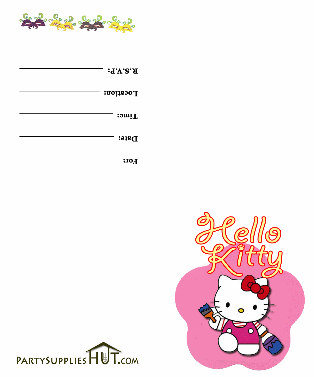Blank Hello Kitty Birthday Invitation