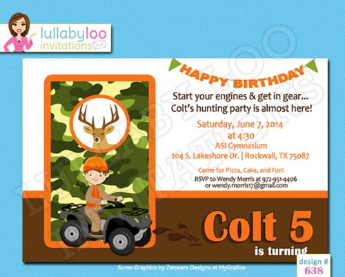 Deer Hunting Birthday Invitations for Kids