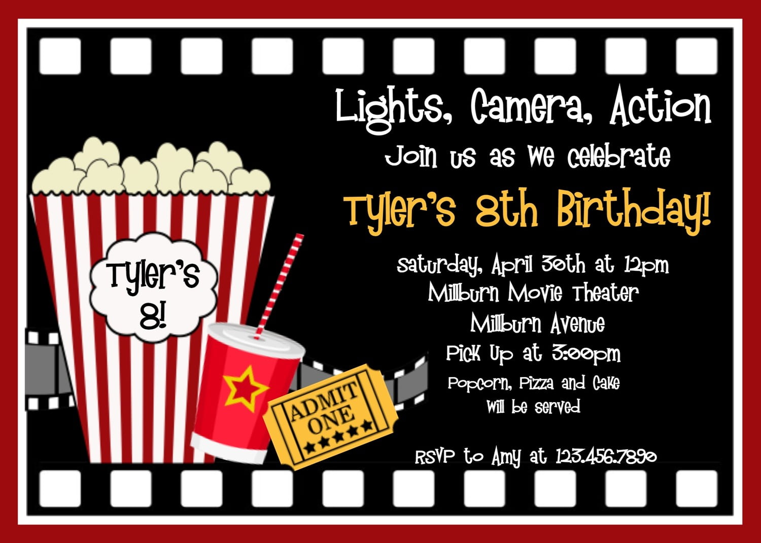 Movie Birthday Party Invitations FREE Printable Birthday Invitation 
