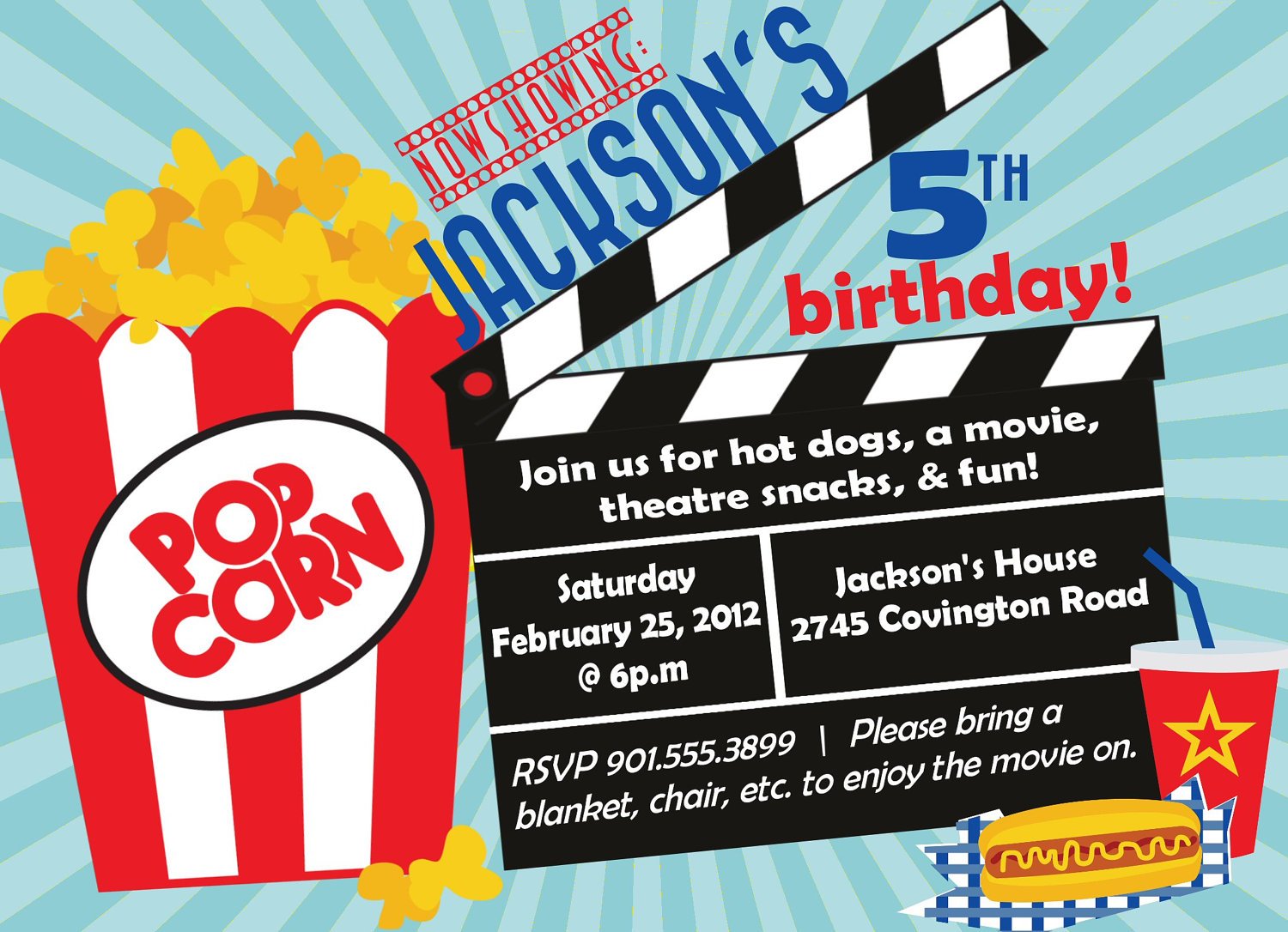 Blink Blue Movie Birthday Party Invitations