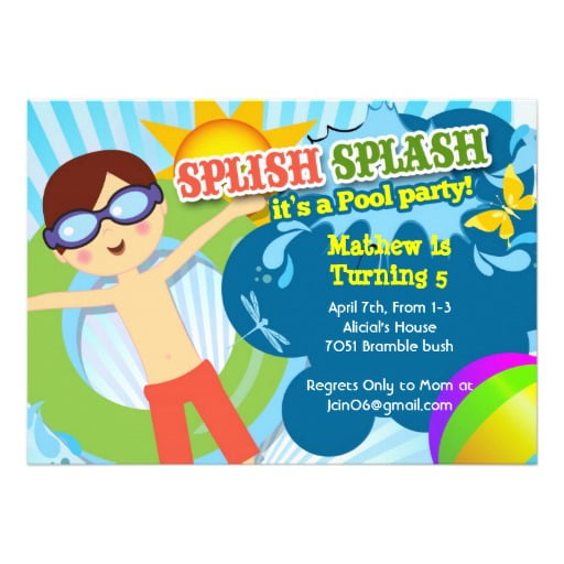 Splish Splash Birthday Pool Party Invitation