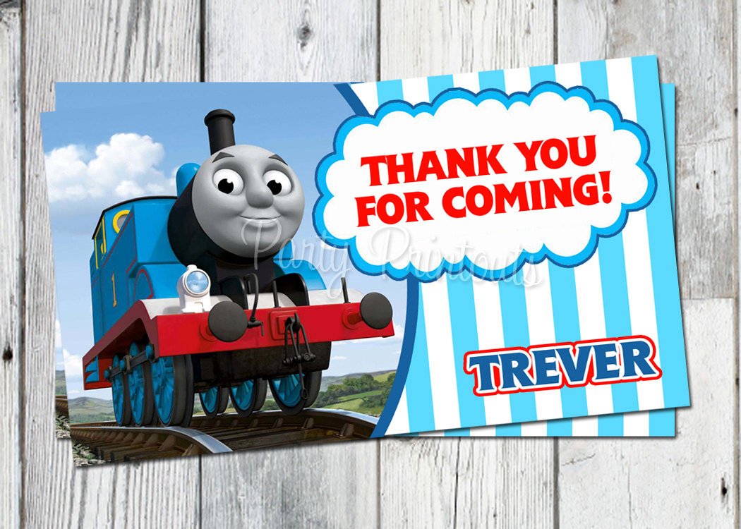 Blue Line Thomas the Train Birthday Invitations