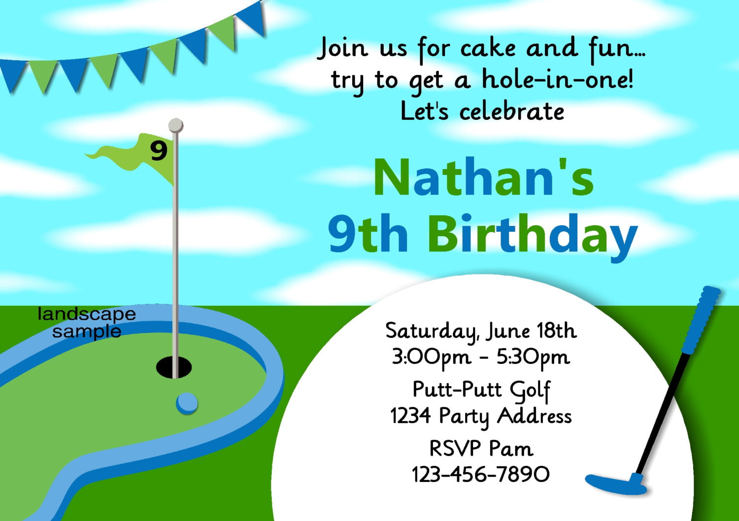 9th Golf Birthday Invitations ideas