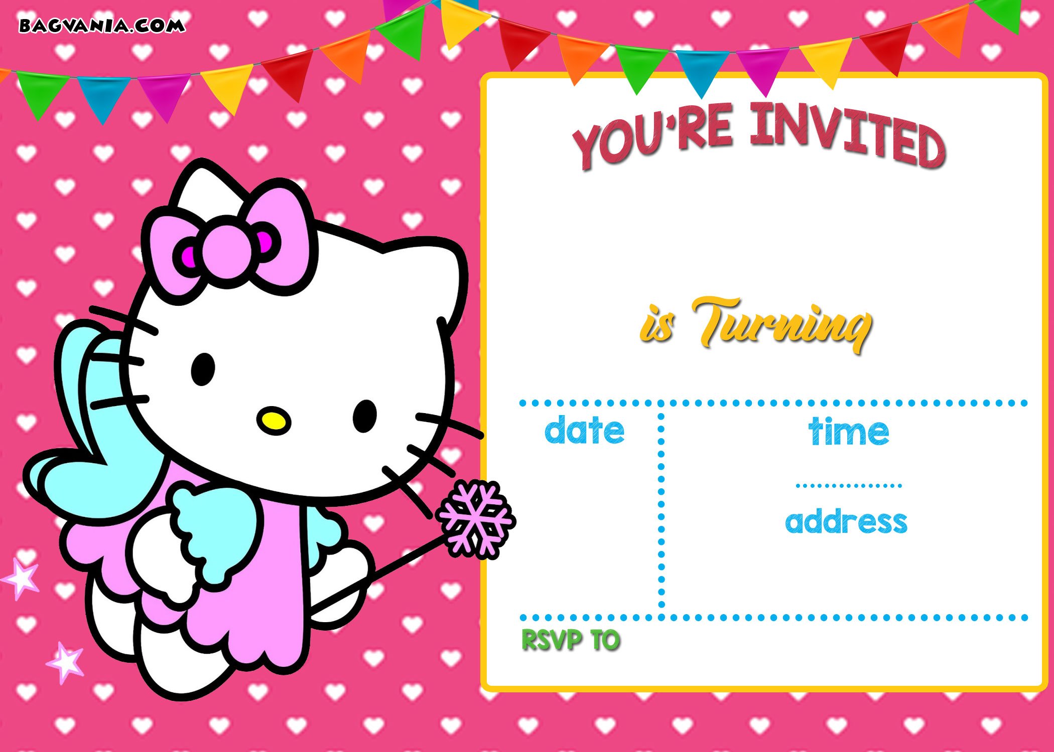 Free Printable Hello Kitty Birthday Invitation Wording FREE Printable Birthday Invitation