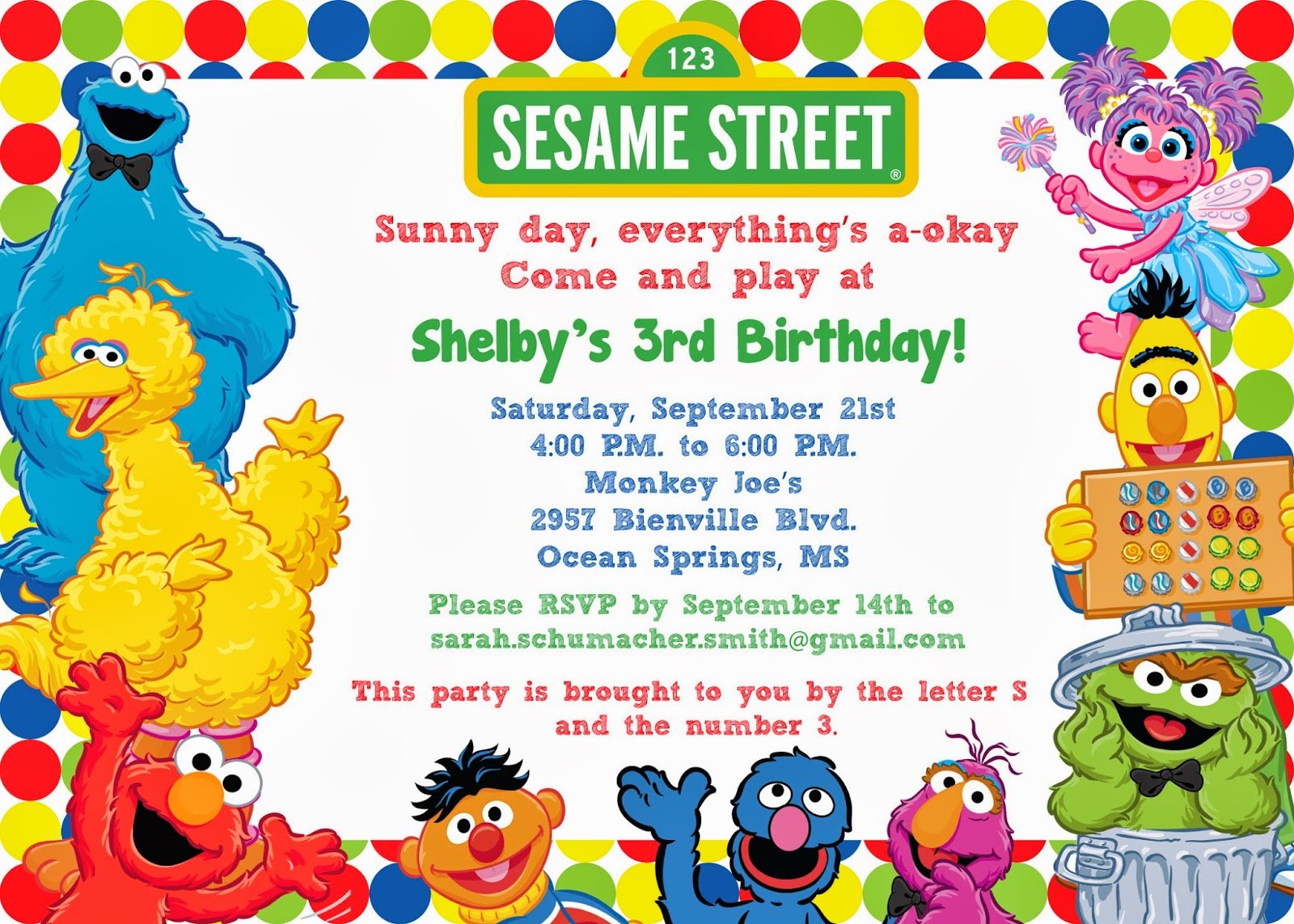 FREE Sesame Street Birthday Invitations Bagvania FREE Printable