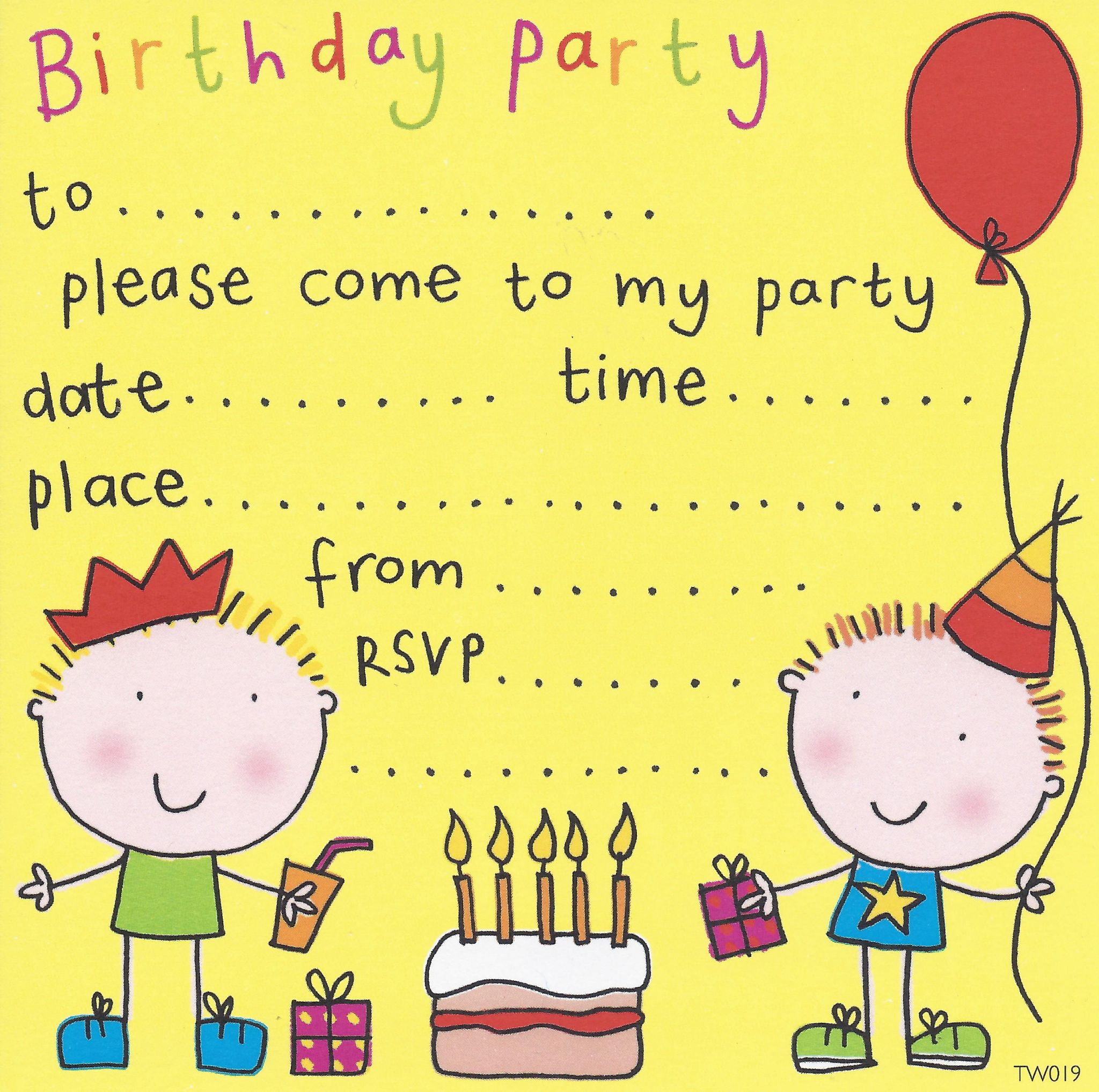 Childrens Party Invites Free Printable