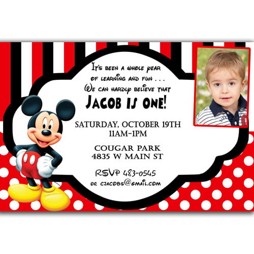 Mickey Mouse First Birthday Party Invitation