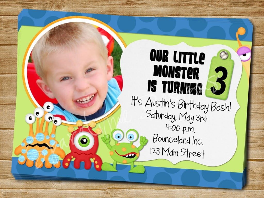 3rd Monster Birthday Invitations