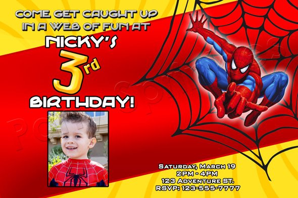 3rd Spiderman Birthday Invitations