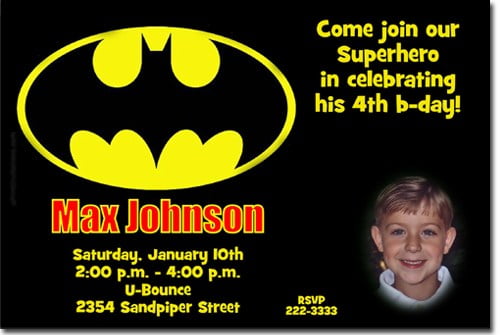 4th Batman Birthday Invitations I