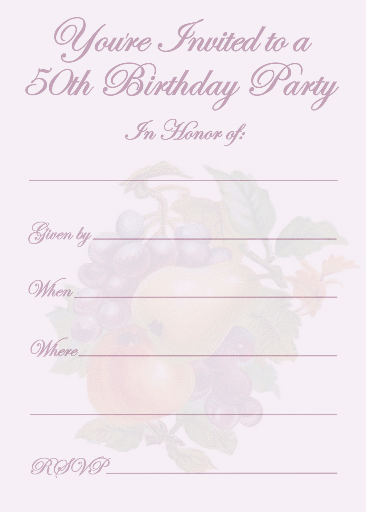 50th Free Birthday Party Invitations