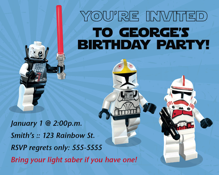 LEGO Star Wars Birthday Invitations