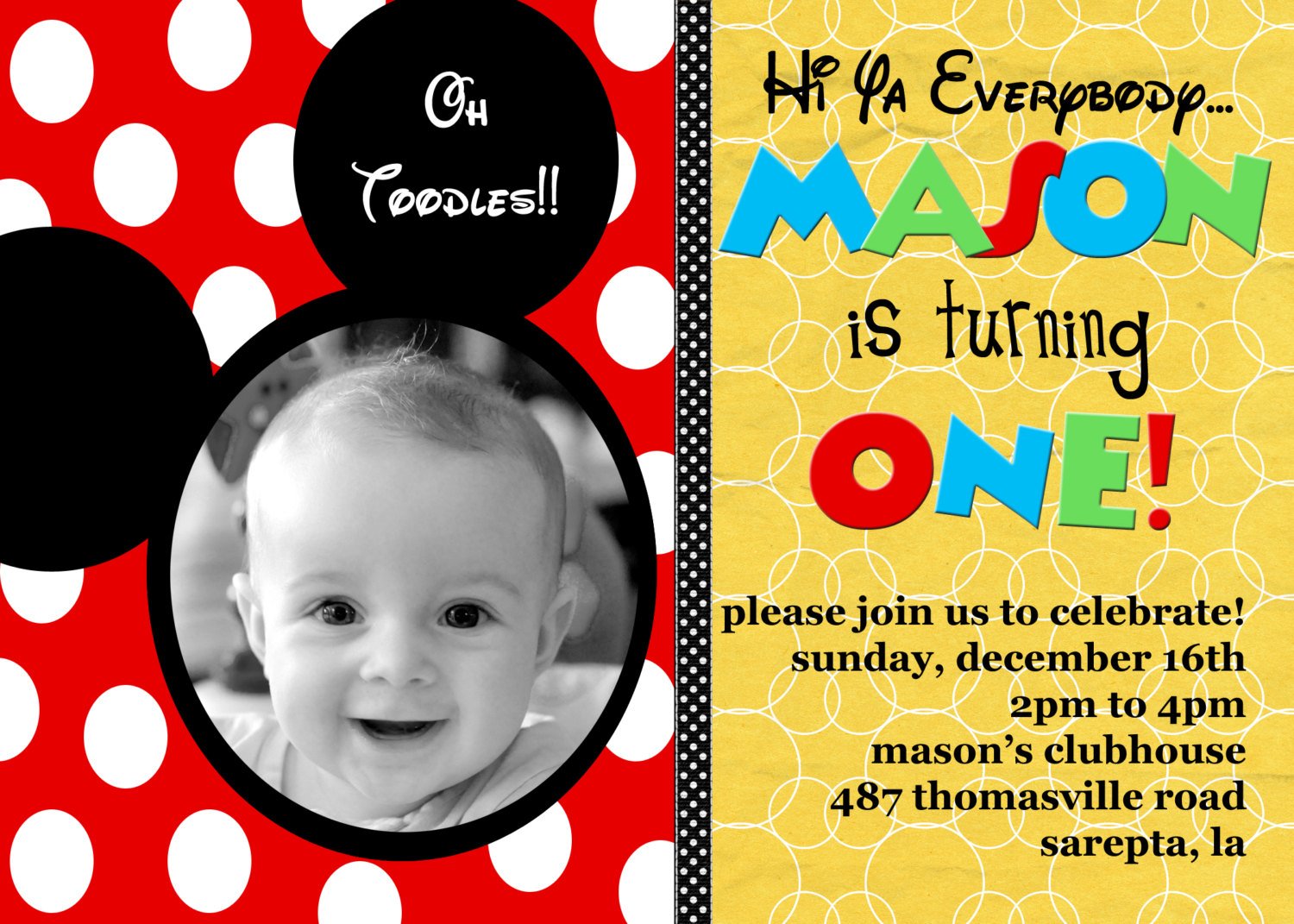 Mickey Mouse 1St Birthday Invitation Template Free from www.bagvania.com