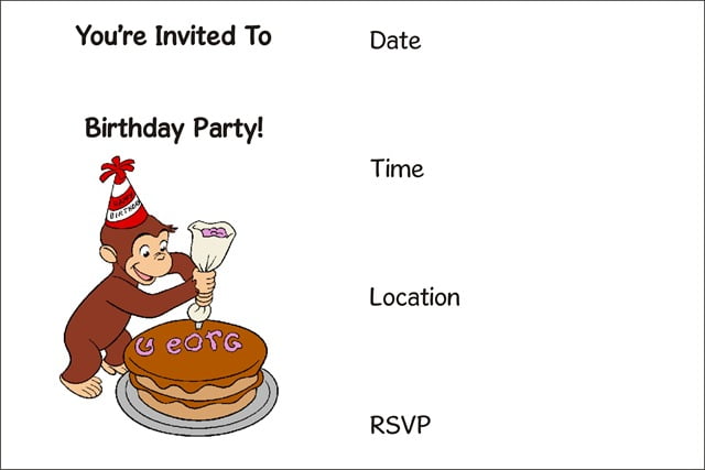 Monkey Free Birthday Party Invitations