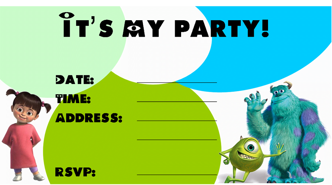 Monster Inc Monster Template FREE Printable Birthday Invitation